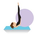 girl practising yoga in supported shoulderstand pose. Vector illustration decorative design
