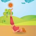 girl practising yoga in supported shoulderstand pose. Vector illustration decorative design Royalty Free Stock Photo