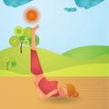 girl practising yoga in supported shoulderstand pose. Vector illustration decorative design