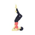 girl practising yoga in varied supported shoulderstand pose. Vector illustration decorative design