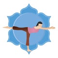 girl practising yoga in warrior iii pose. Vector illustration decorative design Royalty Free Stock Photo