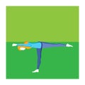 girl practising yoga in warrior iii pose. Vector illustration decorative design Royalty Free Stock Photo