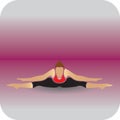 girl practising yoga in wide-angle seated forward bend pose. Vector illustration decorative design