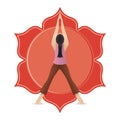girl practising yoga in wide-legged upward salute pose. Vector illustration decorative design