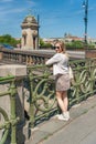 Girl in Prague Streets Royalty Free Stock Photo