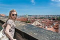 Girl in Prague Streets Royalty Free Stock Photo