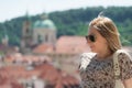 Girl in Prague Streets Royalty Free Stock Photo