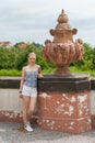 Girl in Prague Troja Castle Royalty Free Stock Photo