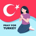 Girl praying for those affected by the Turkey earthquake