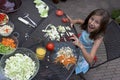 Girl preparing food Royalty Free Stock Photo