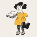 Girl with books in her hands