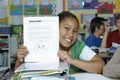 Girl Presenting Her Test Result Royalty Free Stock Photo