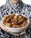 Girl Presenting Ramadan Dates in Bowel Royalty Free Stock Photo