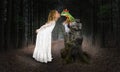 Girl, Princess, Kiss, Kissing Frog, Fantasy Royalty Free Stock Photo