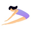 Girl professional jump icon, cartoon style