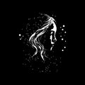 Girl profile face with closed eyes dotwork tattoo with dots shading, depth illusion, tippling tattoo. Hand drawing Royalty Free Stock Photo