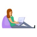 Girl programmer icon, cartoon style Royalty Free Stock Photo