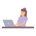 Girl programming icon cartoon vector. Computer technology