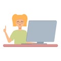 Girl programming icon cartoon vector. School class