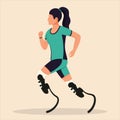 A girl with prosthetic legs is running. A disabled woman is running. Rehabilitation for the disabled Royalty Free Stock Photo