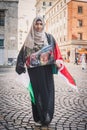 Girl protesting against Gaza strip bombing in Milan, Italy