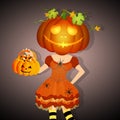 Girl with pumpkin face