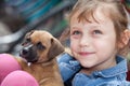 Girl with puppy dog Royalty Free Stock Photo