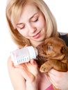 Girl with puppy of Dogue de Bordeaux Royalty Free Stock Photo