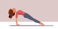 Young Woman in Upward Plank Yoga Pose Vector Illustration