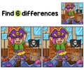 Girl Putting on a Pirate Hat Find The Differences