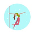 Girl on a pylon. Vector illustration.