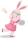 Girl Rabbit Playing Badminton