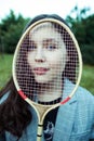 The girl with the racket Royalty Free Stock Photo