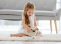 Girl with ragdoll kitten Royalty Free Stock Photo