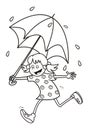 Girl and rain, coloring Royalty Free Stock Photo
