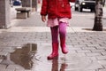 Girl at rainy day in springtime Royalty Free Stock Photo