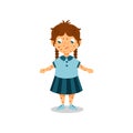 Girl with rash on her body and face, kid with symptoms of chickenpox vector Illustration on a white background