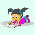 Girl read the book cartoon Royalty Free Stock Photo