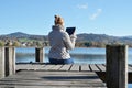 Girl reading from ateblet