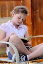 Girl reading bible Royalty Free Stock Photo