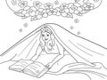 Girl Reading Book With Flashlight Under The Blanket On Bed Royalty Free Stock Photo