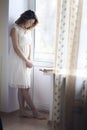 Girl reading a book isolated oriental