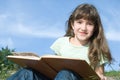 Girl reading a book, outdoor scene Royalty Free Stock Photo