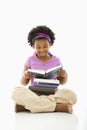 Girl reading books. Royalty Free Stock Photo