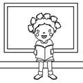 Girl reading coloring page