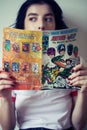 Girl reading comics Royalty Free Stock Photo