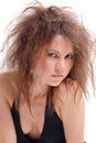 Girl with a reckless hair-cutting Royalty Free Stock Photo