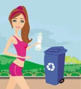 Girl recycling plastic bottles Royalty Free Stock Photo