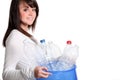 Girl recycling plastic bottles Royalty Free Stock Photo