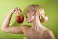 Girl with red apple Royalty Free Stock Photo